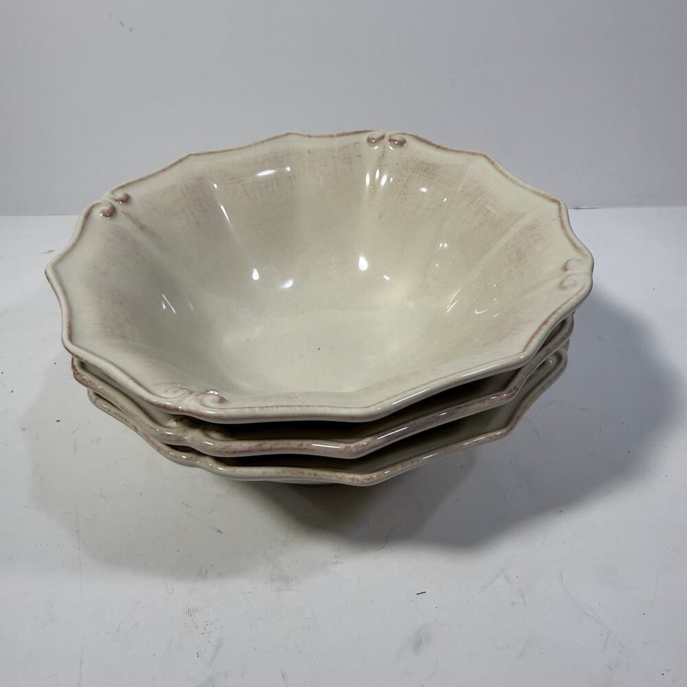 Casafina Vintage Port White Portuguese Porcelain Cereal Soup Bowls Set of 3
